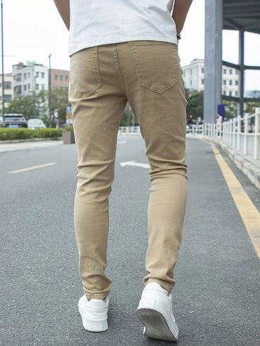 Men y2k Stretchy Skinny Denim Jeans For Men Casual Pants Ripped Streetwear Hole Slim Fit Denim Hip Hop Comfort Straight Trousers