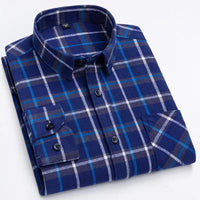 Pure Cotton Men's Plaid Shirt Long Sleeve Regular Fit Men Casual Oversized Shirt Leisure Autumn Male Blouse New Plus Size
