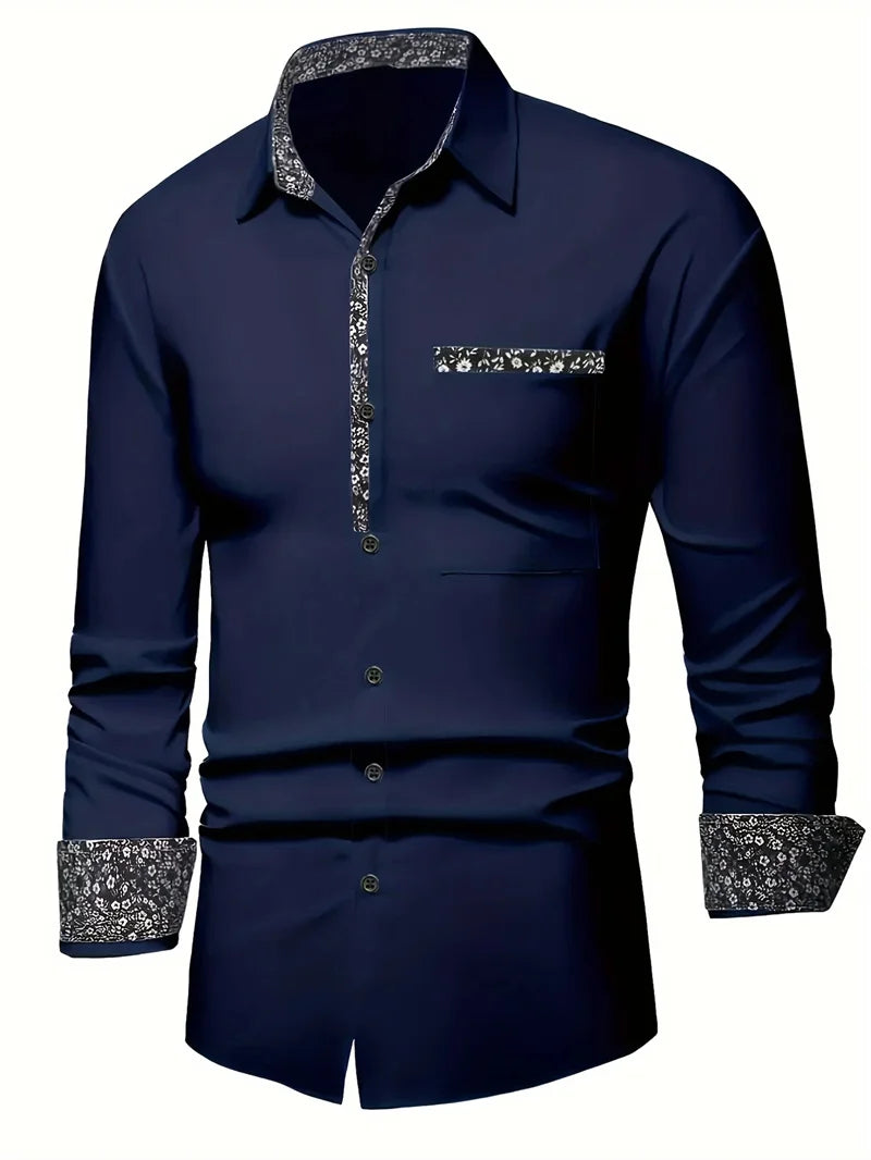 2025 Men's Button Casual Shirt Spring/Summer Printed Long Sleeve Daily Fashionable and Comfortable Top