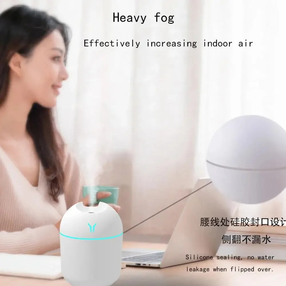 250ML USB Mini Air Humidifier Aroma Essential Oil Diffuser For Home Car Ultrasonic Mute Mist Maker Diffuser with LED Color Lamp