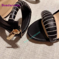 New Fshion Summer Women's Sandals Open Toe Ankle Strap Solid Stiletto Heel Hollow Sandals Women Shoes Party Dress Designer Shoe