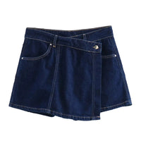 MUJER Blue Denim Shirt Woman Short Sleeve Cropped Shirt Women Summer Short Tops Woman Streetwear Y2k Stylish Women's Blouses