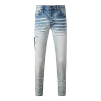 Fashion Top Quality Streetwear Distressed Men's Jeans  Vintage Low Rise Stretch Skinny Button Fly Ripped Hold Pants