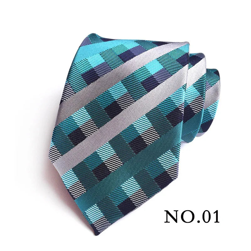 Fashion 8CM Mens Necktie Polka Dot Stripes Paisley Ties For Man Jacquard Woven Ascot Green Color Business Party Accessories
