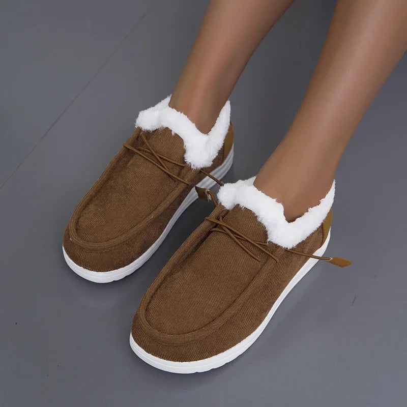 Wnfsy Women Ankle Boots Winter Anti-slip Suede Snow Boots Plush Fur Warm Cotton Shoes Outdoor Casual Ladies Large Size Flat Shoe