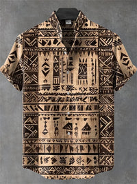 New Men's Comfortable Linen Short Sleeve Shirt High Quality Costume Art Print Cartoon Cat Pattern New Series