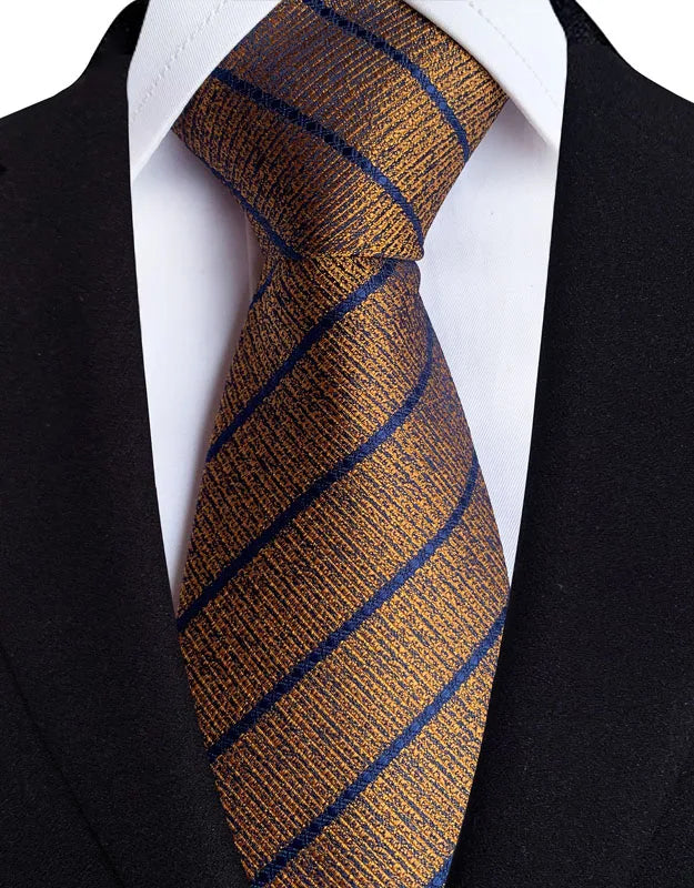 Luxury 8CM Mens Necktie Brown Orange Color Dot Stripes Ties For Man Groom Jacquard Woven Neck Tie For Business Wedding Party