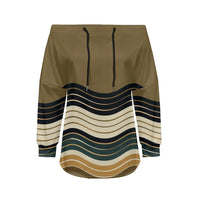 Trendy Off-Shoulder Sweatshirts with Striped & Polka Dot Patterns Drawstring Casual Loose-Fit Top for Women Casual Streetwear