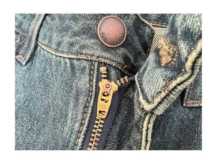 Embossed Trendy Workwear Jeans Men's Loose Straight Leg Retro Washed Trendy Casual Pants