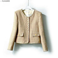 Short Coats 2025 Autumn Winter Outerwear New Women Office Lady French Design Chic Korea Pockets Cute Japan Woolen Blazer Jackets