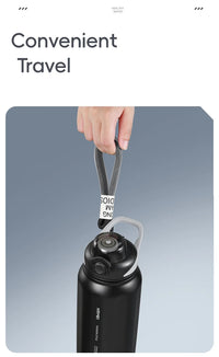 One Button Open Water Bottle with Lifting Rope, Large Capacity Stainless Steel Thermos Bottle,Outdoor Sport Vacuum Flasks