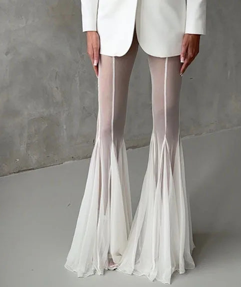 Women Spring Summer New Elastic Slim Flared Pants Loose Fashion Holiday Trouser Solid Color Casual Full Length