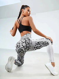 Seamless Leopard Leggings Women High Waist Leggings Fitness Hip Liftting Knitting Fashion Tights Gym Trainning Yoga Slim Pants