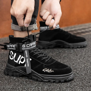 High Top Outdoor Boots Spring and Autumn New Cloth Ventilated Men's Work Shoes Korean Fashion Men's Shoes Fashion Short Boots