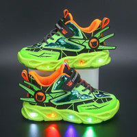 New Spiderman Led Mesh Sneakers Girls Boys Kids Luminous Glowing Sneakers Shoes for Boys Girls Lighted Led Baby Children Shoes