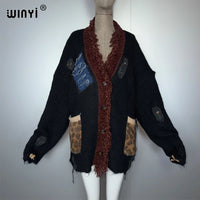 WINYI Make old holes and knit winter cardigan woman kimono party dress vintage abaya dubai luxur winter outfits for women coat