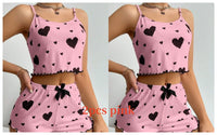 Women's Pajamas Set Sleepwear 2 PCS Short Tank Tops And Shorts S M L White Ventilate Soft Casual Love Printing