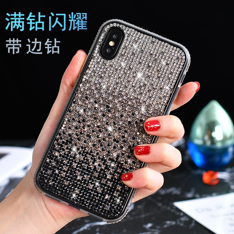 Flash diamond three-color gradient Phone Case For iPhone 14 13 12 mini 11 Pro Max 8 7 Plus XR XS X Wear-Resistant Glitter