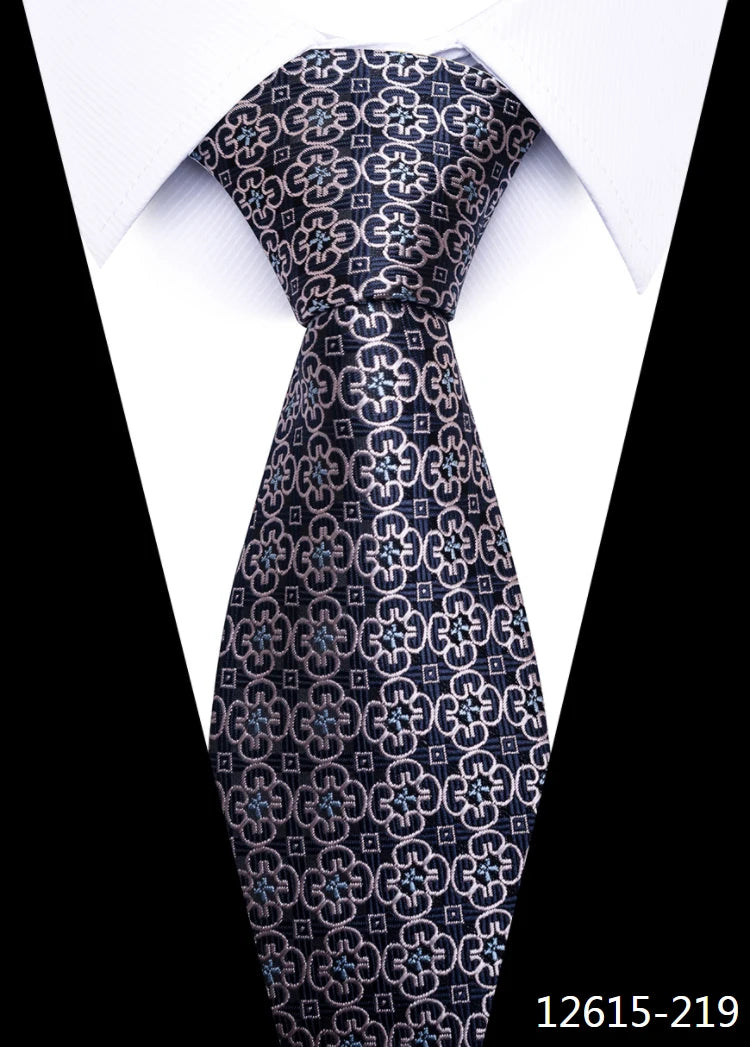 Newest Style 8 cm Necktie Man Blue Golden Striped Wedding Accessories Performance Tie Men Necktie Gravatas Fit Business