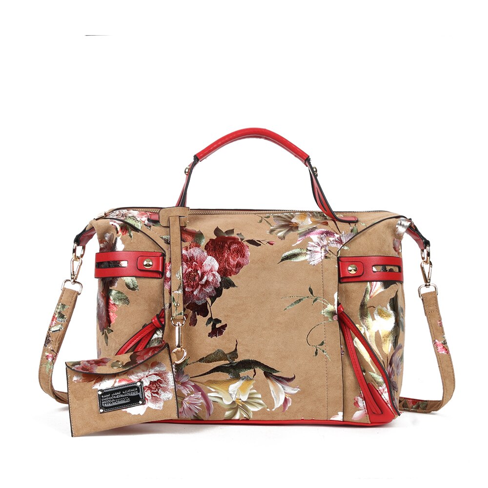 Designer Floral Women's Tote Handbags Elegant Flowers Colorful Hobos PU Leather Bags New