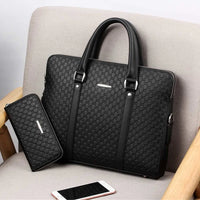 New Double Layers Men's Leather Business Briefcase Casual Man Shoulder Bag Messenger Bag Male Laptops Handbags Men Travel Bags