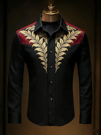 Men's retro gorgeous long-sleeved shirt gold pattern 3D printed shirt Hawaiian vacation wedding party shirt quick-drying for You