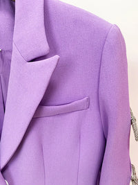 HIGH STREET Newest 2025 Designer Stylish Fashion Women's Pearls Chain Diamonds Beaded Hollow Out Bow Sleeve Blazer Dress