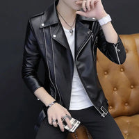 Male Leather Blazer Thin Trendy 2025 Slim Fit Coat Fashion Single Models Fashionable Gentleman Spring Clothes Men's Suit Jackets