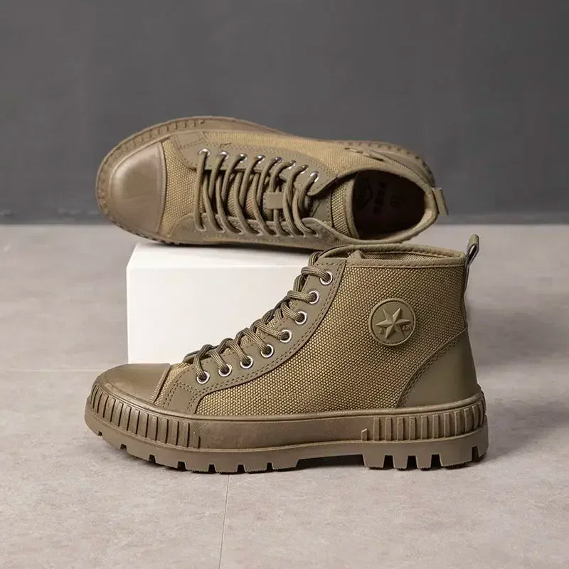 Boots for Men Ankle Retro Canvas Booties Man Shoes Short Barrel Hot Selling Vintage Non Slip Footwear Offers Cheap Fashion New