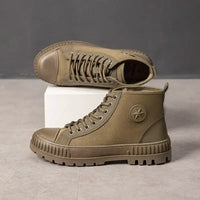 Boots for Men Ankle Retro Canvas Booties Man Shoes Short Barrel Hot Selling Vintage Non Slip Footwear Offers Cheap Fashion New