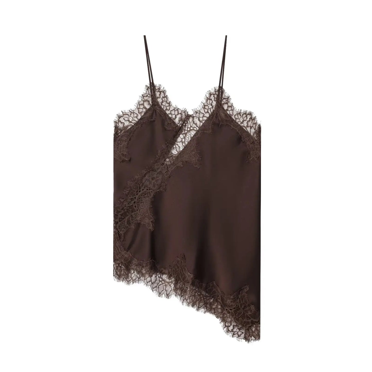 Sexy Lace Sling Tops Women's Hollow Out Sleeveless Backless Asymmetrical Hem Top 2026 Summer New Lady Fashion Short Tops