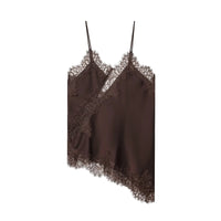 Sexy Lace Sling Tops Women's Hollow Out Sleeveless Backless Asymmetrical Hem Top 2026 Summer New Lady Fashion Short Tops
