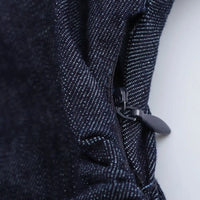 ETJ 2025  Spring New 1975 series denim MIDI dress with lapel side zipper fashion wrinkle waist slim elegant dress