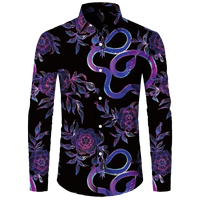 Fashion Luxury Golden Flower Print Men's Shirts Baroque Style Short/Long Sleeve Lapel Button Up Tops Social Hawai Party Cardigan