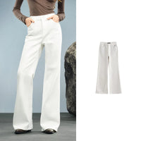 TOYOUTH Women Denim Jeans 2025 Autumn New Retro Lycra Micro Flare Pant