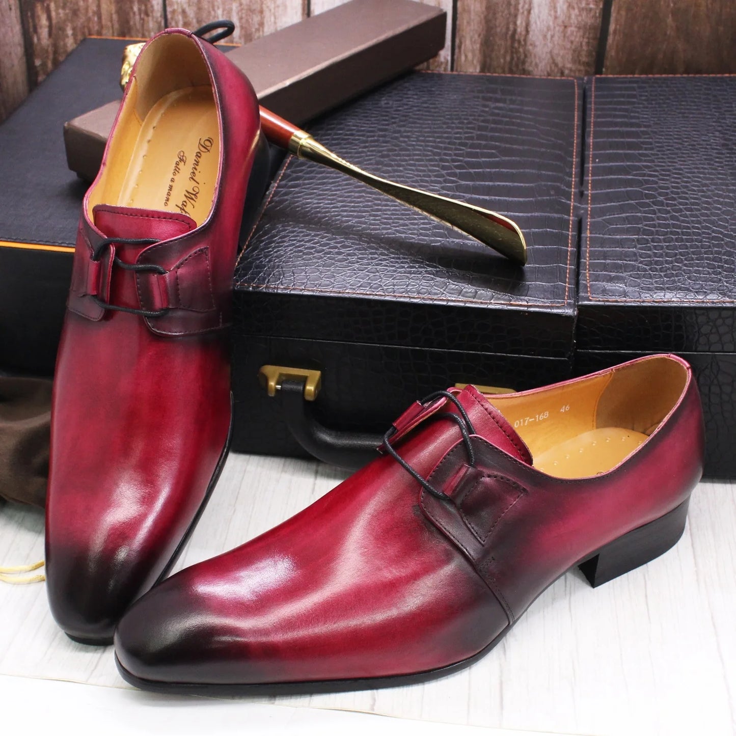 Business Casual Men's Shoes Size 38-47 Gradient Color Calfskin Leather Low Top Breathable Wear-Resistant Fashionable Shoes