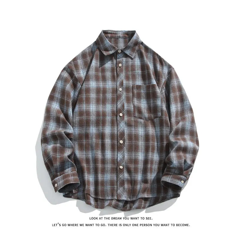 Mens Shirts Men Clothing Retro Plaid Long Sleeve Shirt For Men Big Size Casual Shirt  Top For Spring Autumn Season