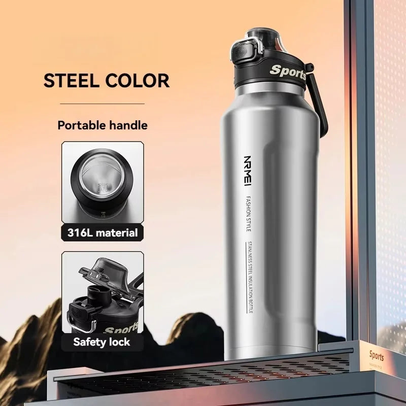 1L Insulated Water Bottle Stainless Steel Cold Hot Insulated Cup Vacuum Thermos Bottle Double Wall Flasks