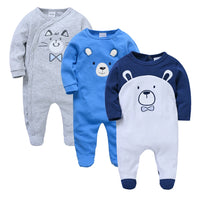 KAVKAS 1/2/3 Pcs Baby Boys Rompers Cartoon Print Overalls Cotton Infant Clothing Kids Jumpsuit Newborn Pajimas 0-3 Months