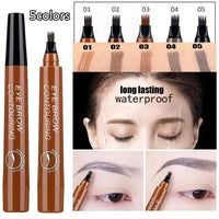 5 Colors Dark Brown 4 Point Liquid Eyebrow Pencil Microblading Waterproof Eyebrow Pencil Tattoo Eyebrow Pen Makeup