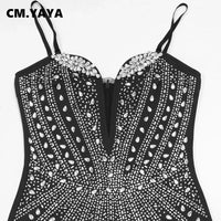 CM.YAYA Women Sleeveless Diamonds Hot Rhinestones Tassel Mini Dress Strapless Sexy Evening Night Club Party Dresses Vestidos