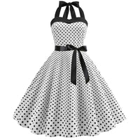 Elegant Women Pink Polka Dot Dress Summer Robe Hepburn 1950s 60s Vintage Sexy Halter Rockabilly Retro Party Dresses 2026 Vestido