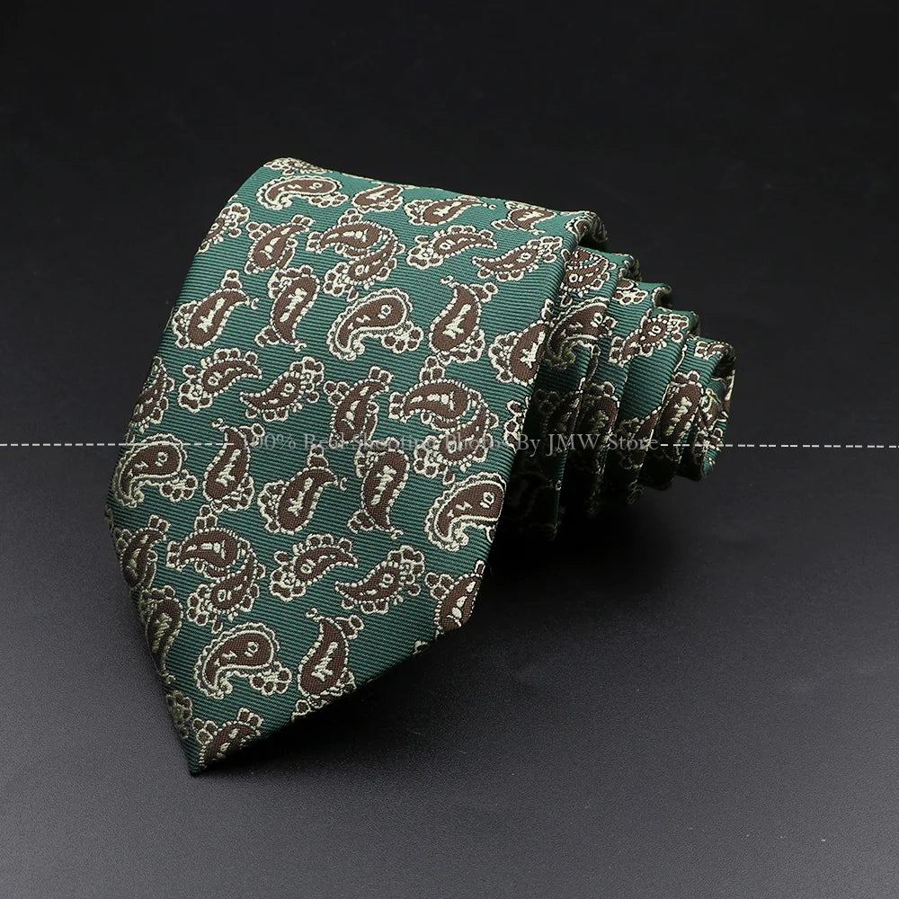New Design Wedding Men Tie Green Solid Striped Paisley Flower Neckties Men Business Dropshipping Groom Collar Accessories Gift