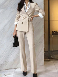 Spring Women Fashion Blazer Suit Long Sleeve Blazer With Belt Pants Suit Set Office Lady Two Piece Sets Outfits