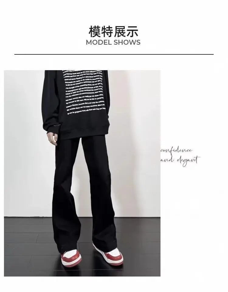 Black Jeans Men Casual Simple All-match Flare Sleeve Handsome Streetwear Daily Fashion Stretchy American Style Pantalon Homme