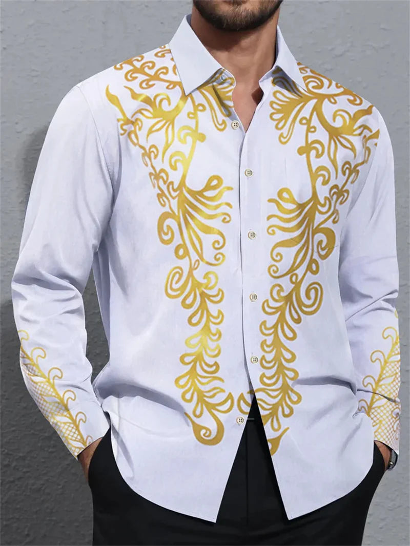2025 new men's design button up long sleeved shirt, casual and fashionable street top, daily comfortable collar shirt