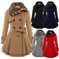 Women Trench Coat Autumn Winter Women Overcoat Streetwear A-line Hem  Stylish Korean Style Slim Lapel Overcoat