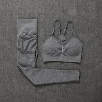 2 Piece Seamless Yoga Set Sports Tracksuit Women Gym Two Piece Set Clothing Fashion Fitness Suits Outfit Bra Leggings Sportswear