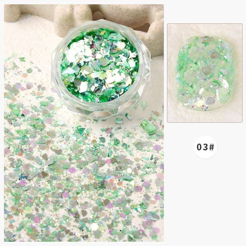 1 Box Silver Irregular Aluminum Foil Colorful Paper Nail Art Sticker 3D Glitter DIY Manicure UV Gel Polish Nail Decoration Tools