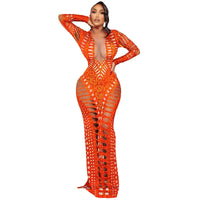 2023 New Hollow Out Beach Long Dress Sexy women See Through Bikini Swimwear Bathing suit Cover-ups Beach Wear Female